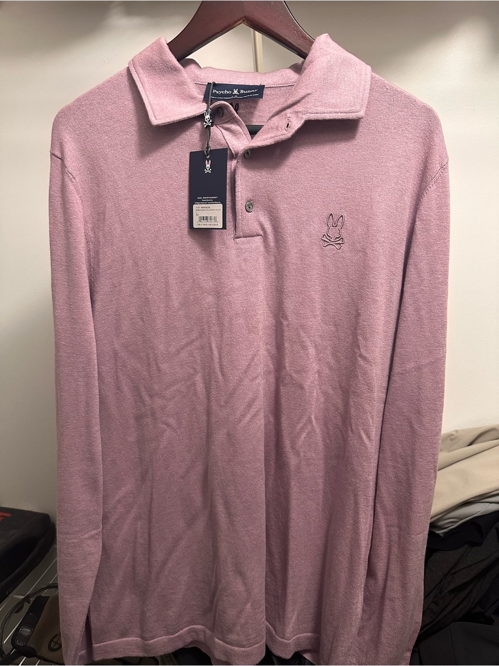 NWT $158 Psycho Bunny Bradshaw Merino Wool Polo Sweater